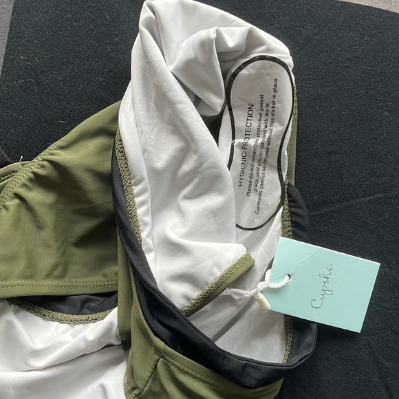 Nwt Cupshe swimsuit One Piece Army Green Mesh S - Picture 7 of 7